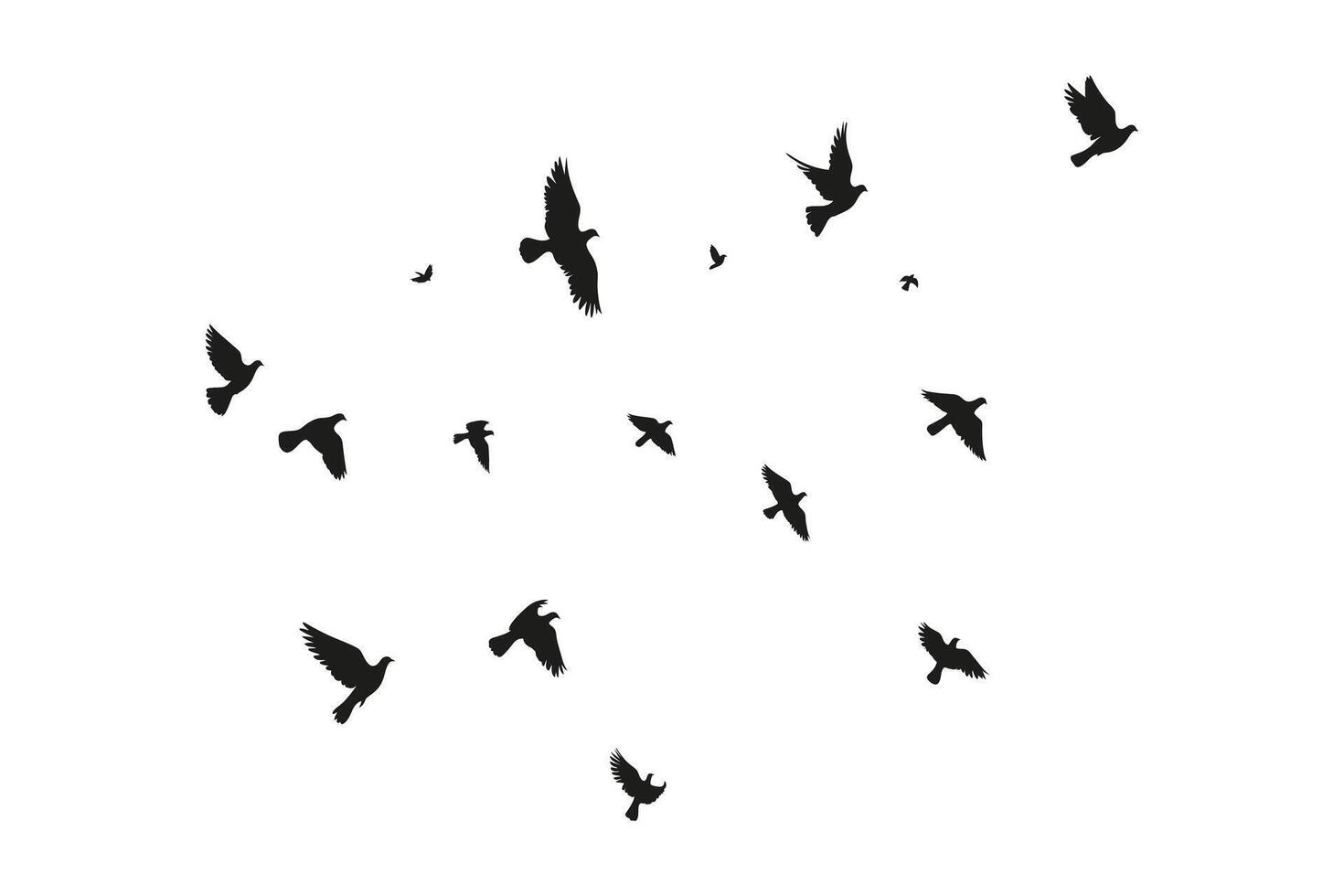 Flock of Birds Flying in Clear Sky vector