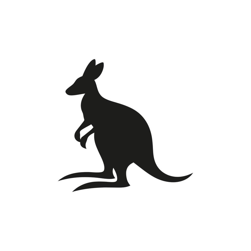 Silhouette of a Kangaroo in Profile View on a White Background vector