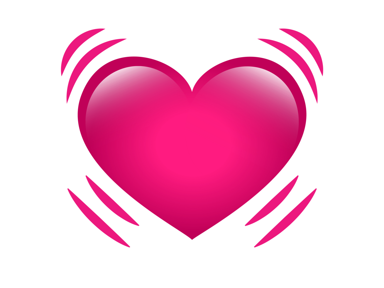 Glossy pink beating heart icon with vibration, movement lines, representing either life, or love png