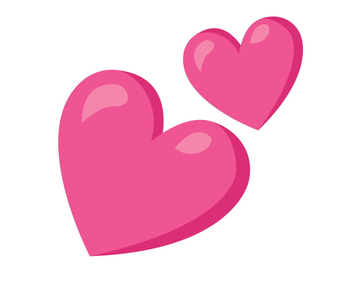 Two love pink glossy hearts icon, used for expressions of love is in the air png
