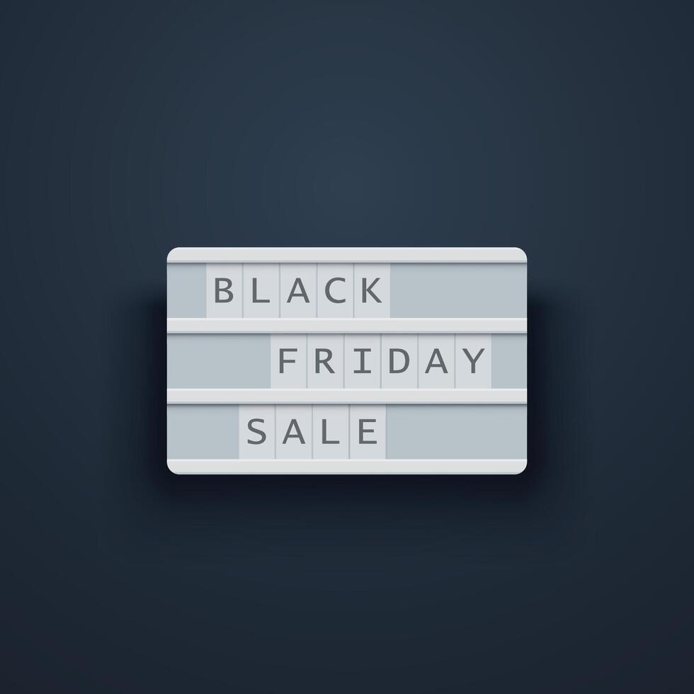 black friday lightbox on dark front view vector