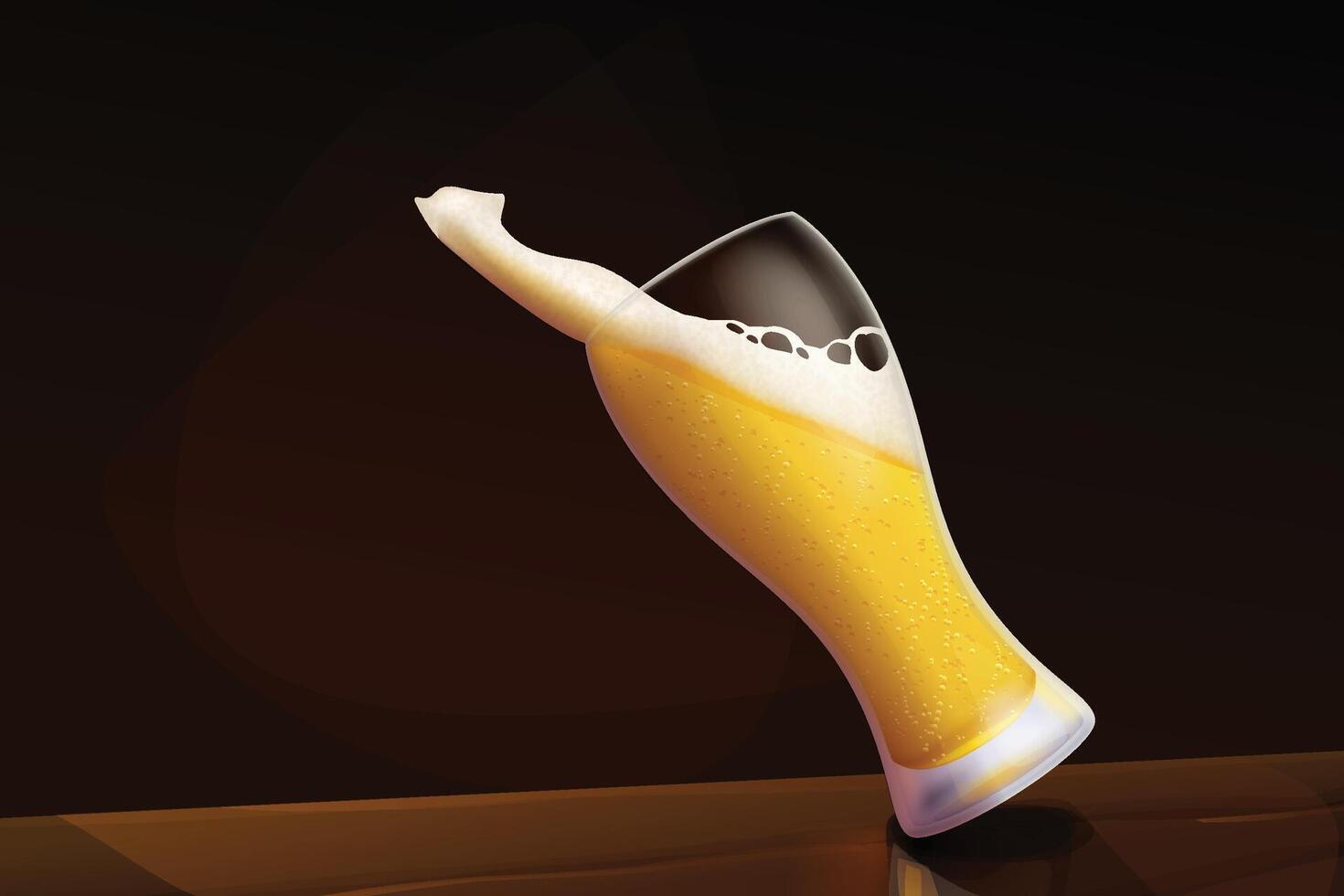 a full beer glass with high foam vector
