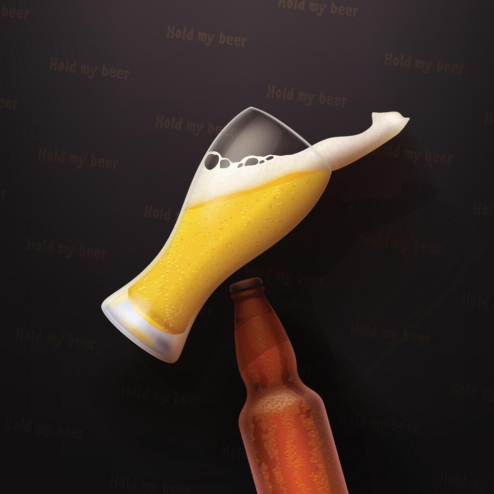 flying glass of beer on dark back vector