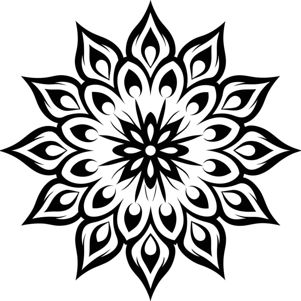 Create a Black and White Symmetrical Mandala Design vector