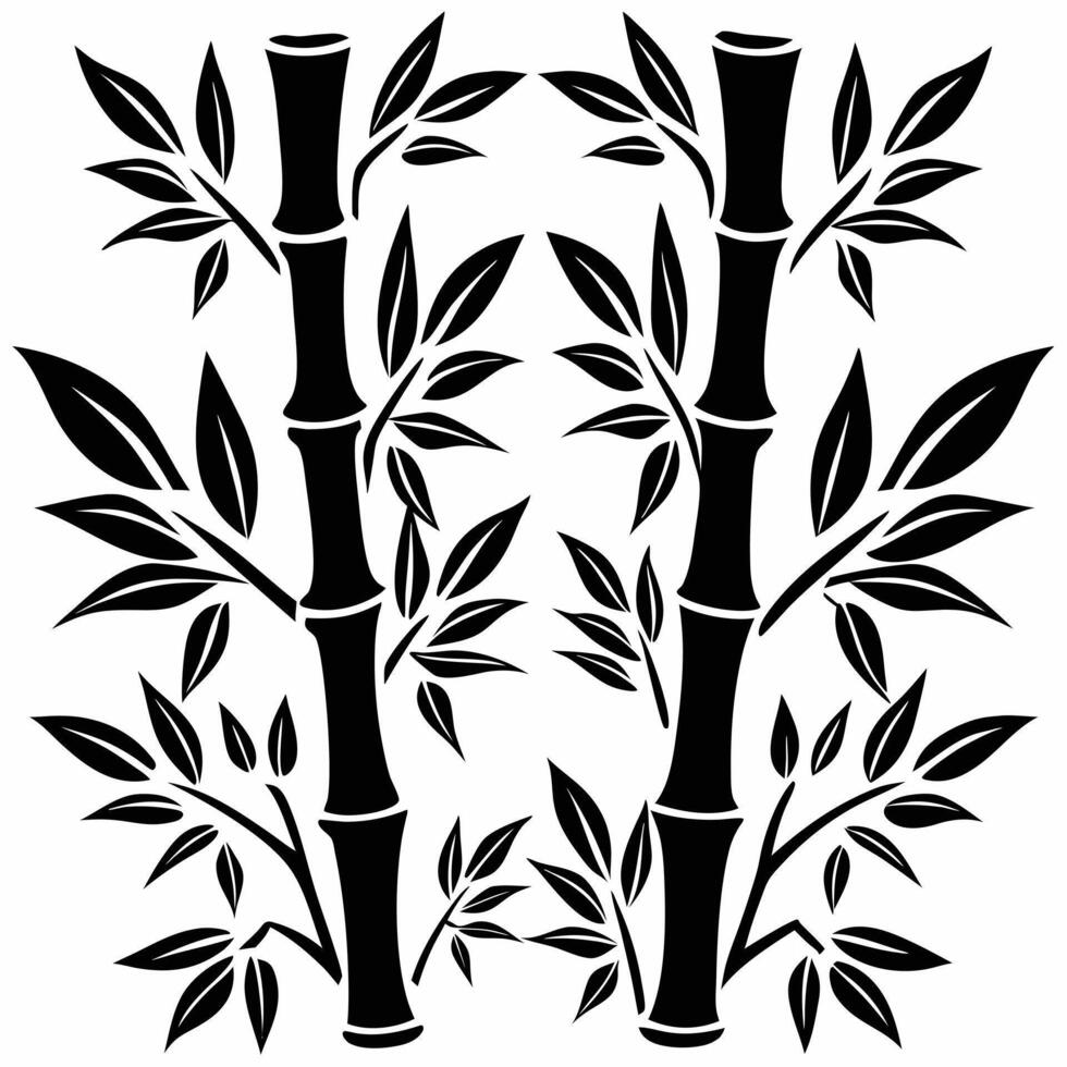 Bamboo Silhouette in Black and White Illustration vector