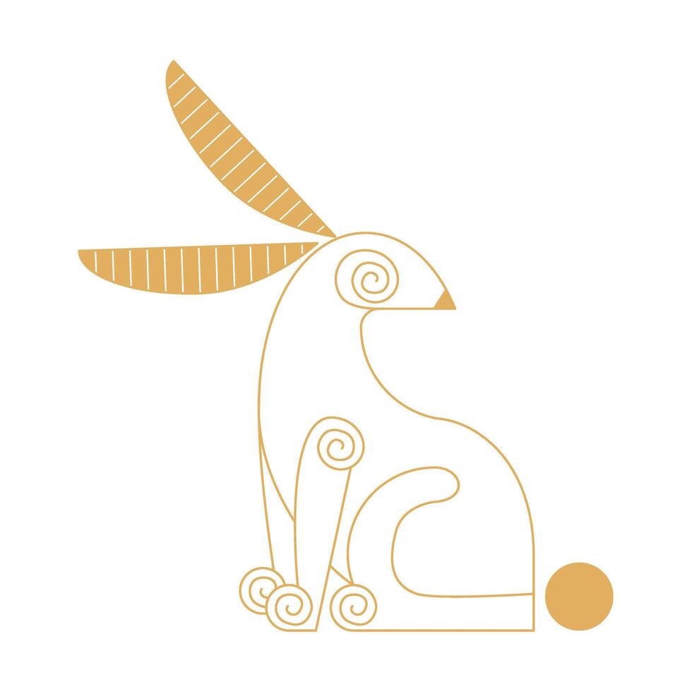 Trending Chinese new year horoscope animal hare animal icons gold. Chinese zodiac calendar logo, Asian lunar astrological signs. Linear simple minimalistic locational style. vector