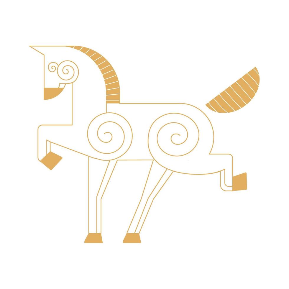 Trending chinese new year horoscope animal horoscope horse icons gold. Chinese zodiac calendar logo, Asian lunar astrological signs. Linear simple minimalistic locational style. vector