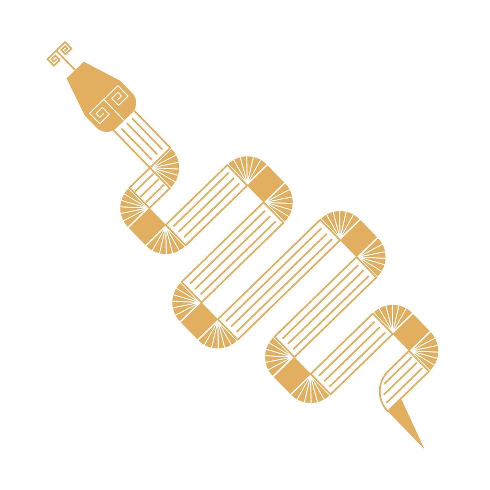 Trending Chinese new year horoscope animal snake animal icons gold. Chinese zodiac calendar logo, Asian lunar astrological signs. Linear simple minimalistic locational style. vector