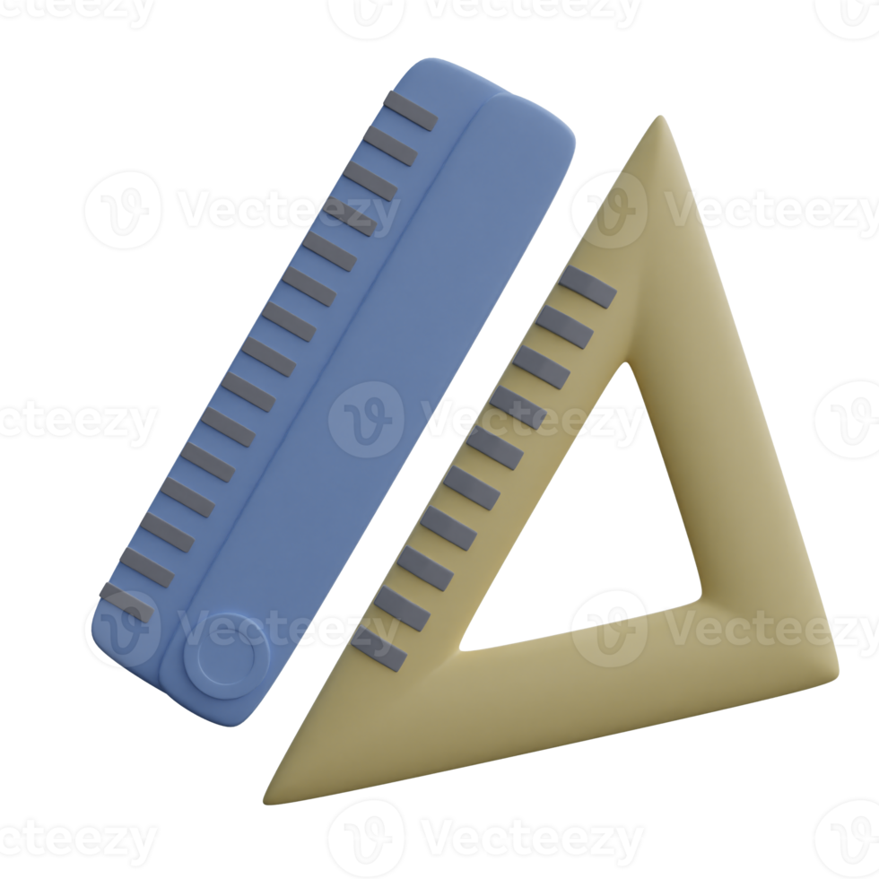Stationery ruler 3d png