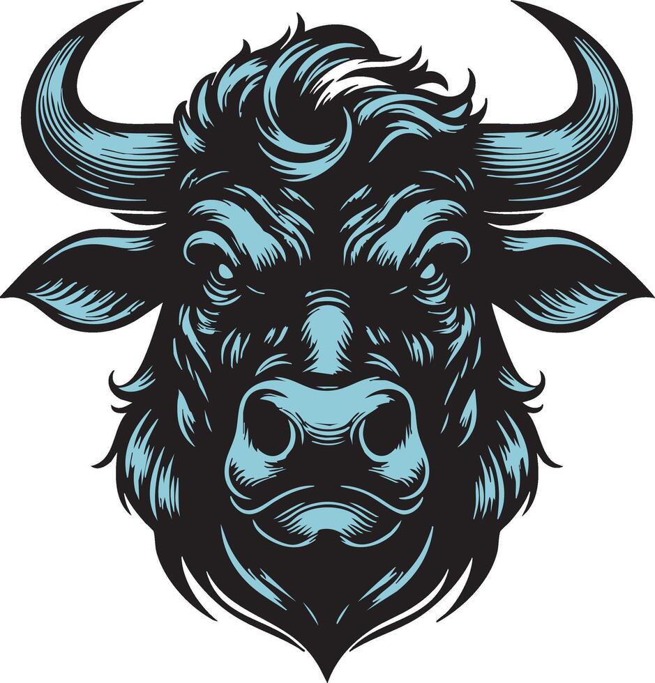 Angry Farm Animal Illustration of a Cow Head vector