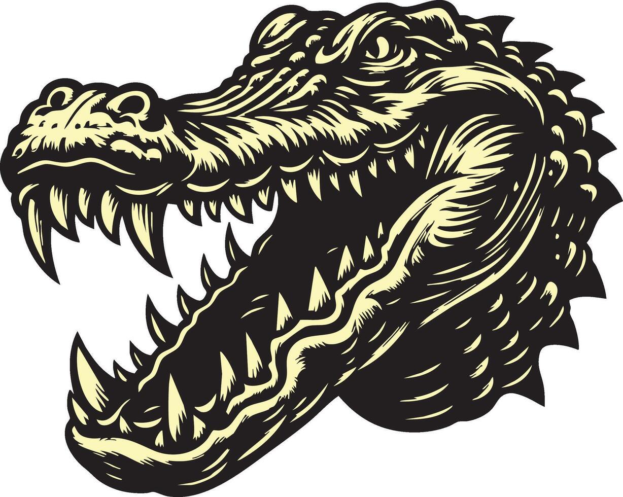 Alligator with Snarling Expression Ready for Action vector