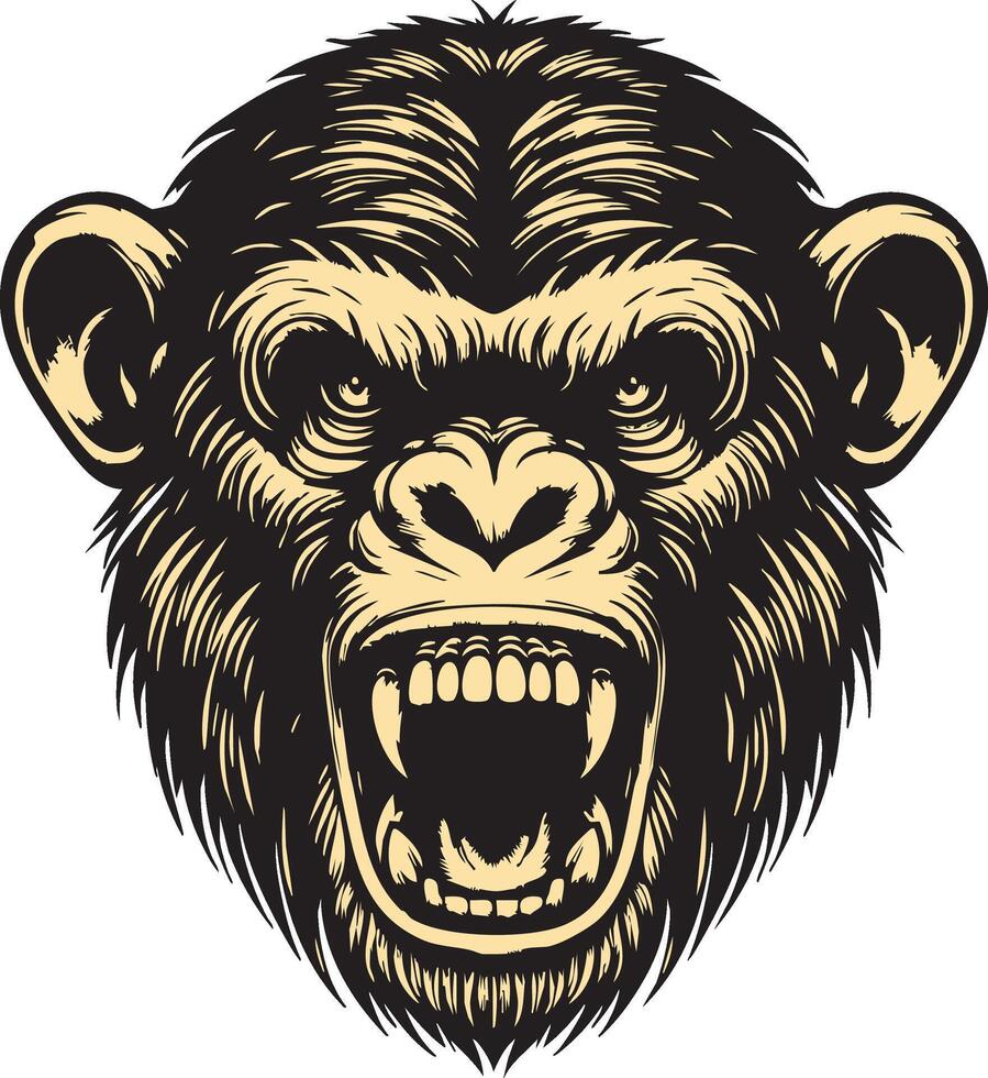 Snarling Primate Artwork with Intense Features vector