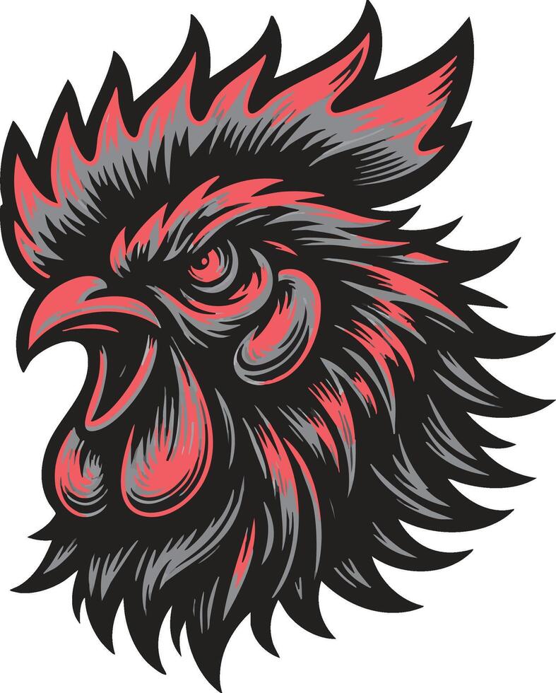 Ferocious Chicken Head Illustration with Angry Expression vector