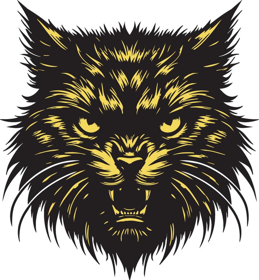 Wild Predator Cat with Sharp Features vector