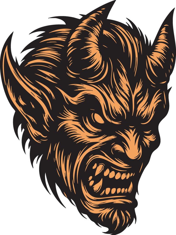 Ferocious Demon Depiction in Attack Mode vector