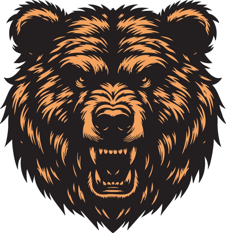 Ferocious Bear Head with Angry Expression vector