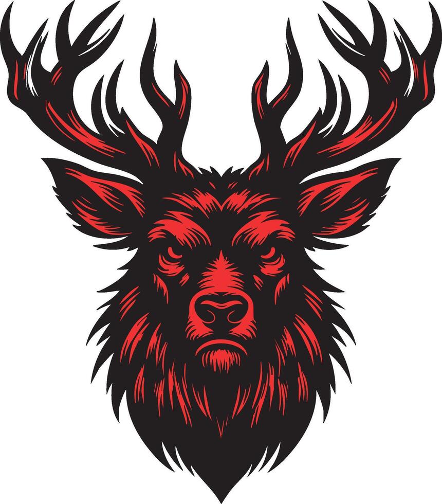 Deer Head Depiction with Fierce and Powerful Look vector
