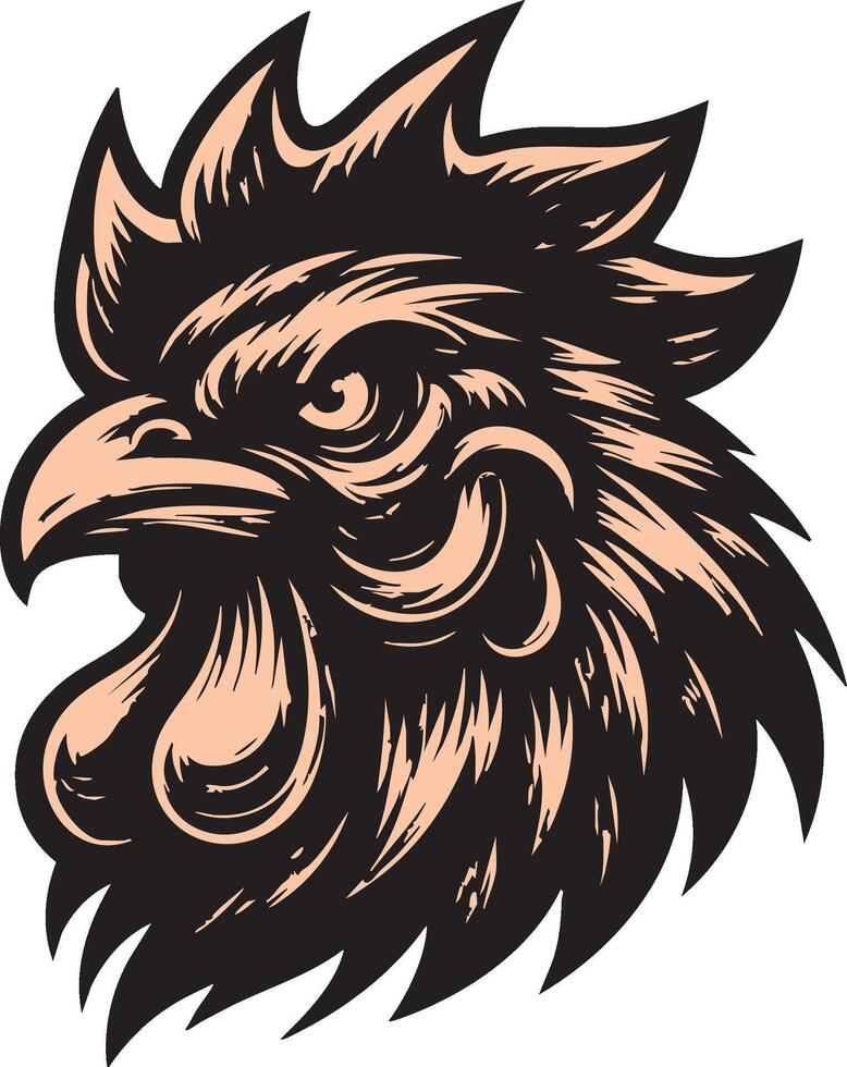 Snarling Chicken Artwork with Intense Features vector