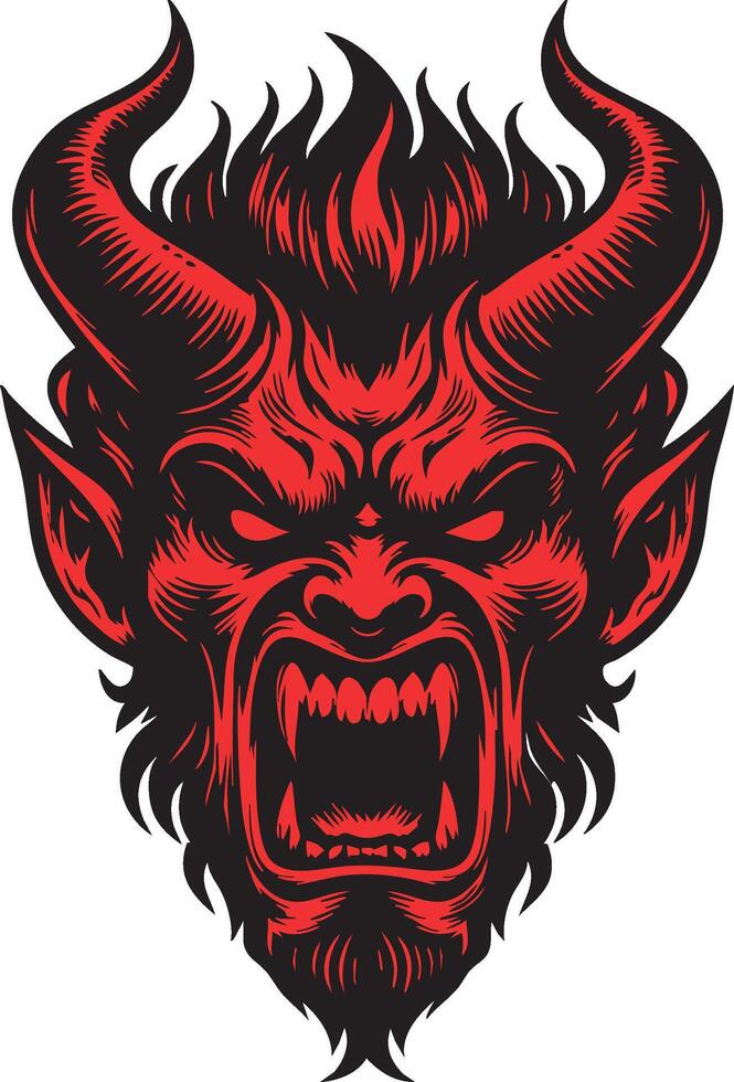 Fierce Devil Depiction Highlighting Aggressive Features vector