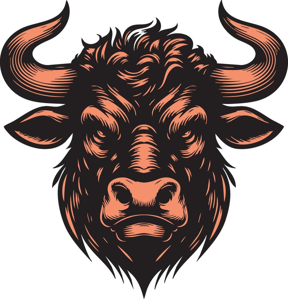 Aggressive Bovine Artwork Highlighting Intense Features vector