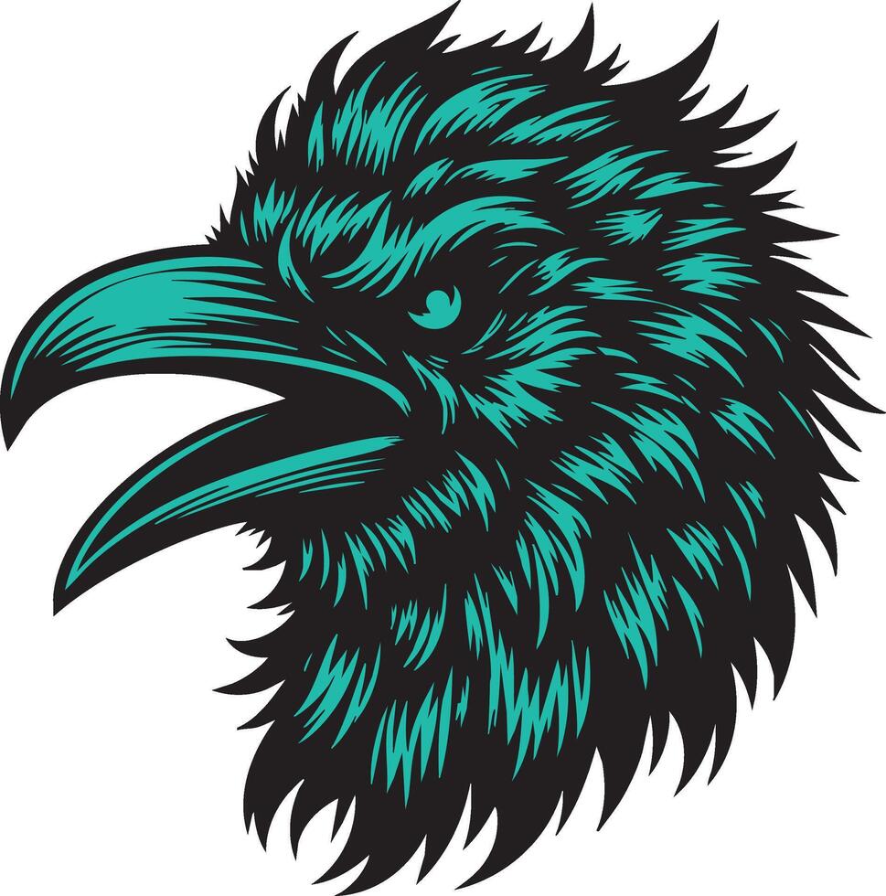 Ferocious Crow Head Illustration with Intense Features vector