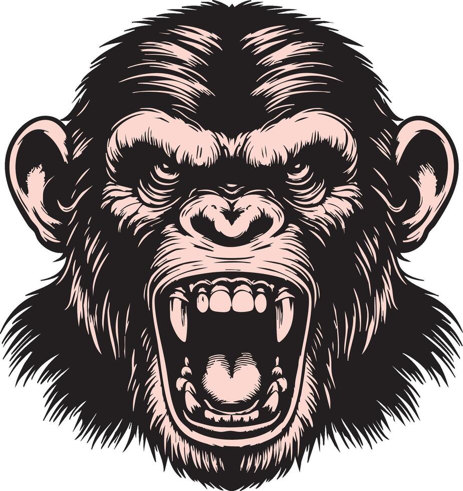 Aggressive Chimpanzee Artwork for Jungle Themes vector