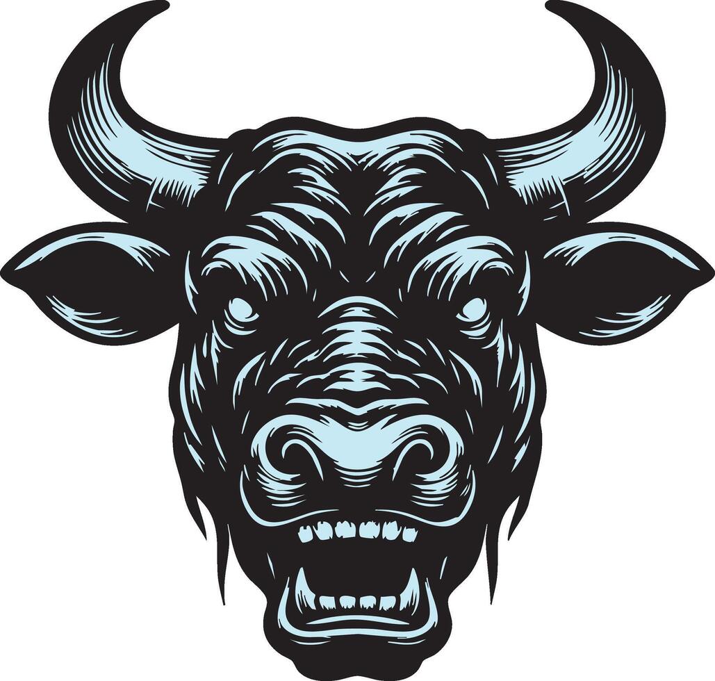 Wild Animal Cow Illustration Showcasing Aggression vector