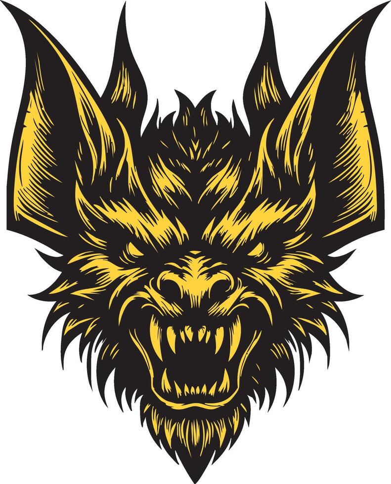 Intense Bat Illustration with Sharp Features vector