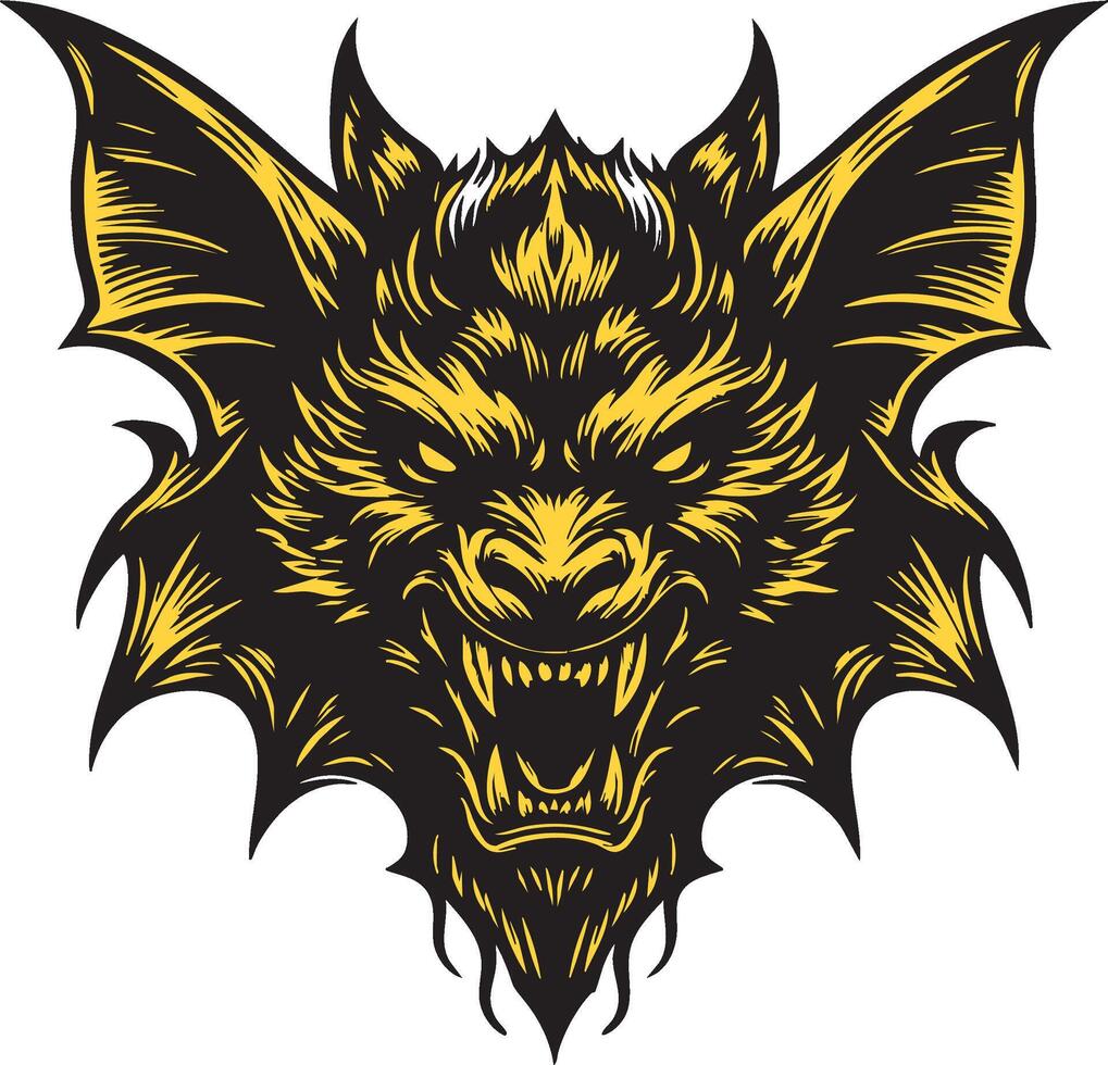 Ferocious Bat Head with Angry Expression vector