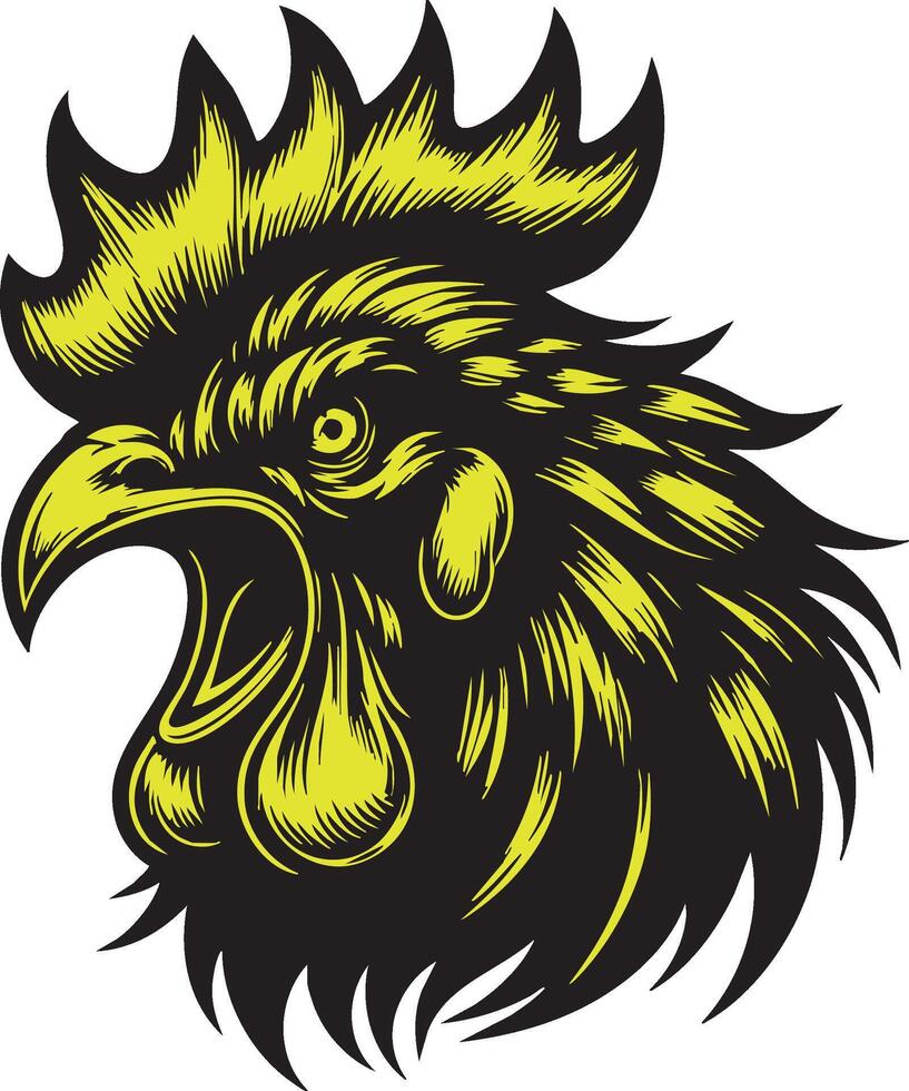Wild Poultry Artwork Featuring a Fierce Chicken vector