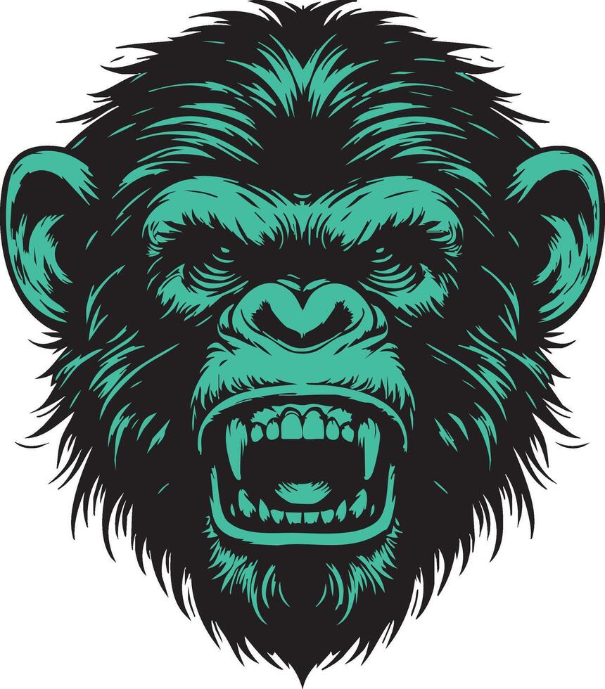 Wild Primate Depiction Featuring a Fierce Chimpanzee vector