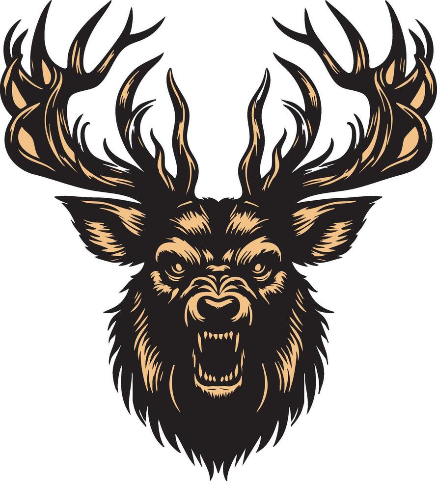 Aggressive Deer Artwork for Wildlife Themes vector