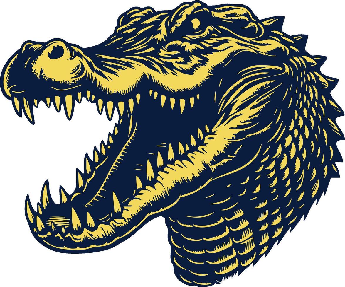 Alligator Head with Ferocious and Angry Expression vector