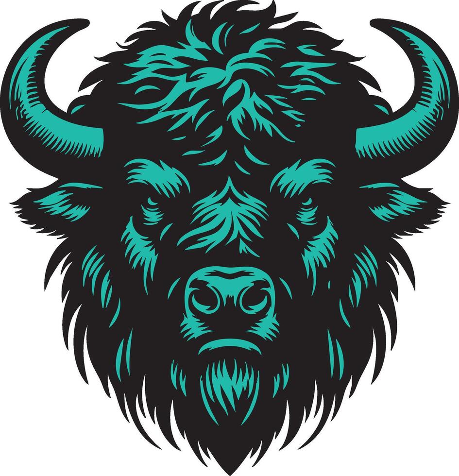 Wild Bison Illustration Showing Aggression vector