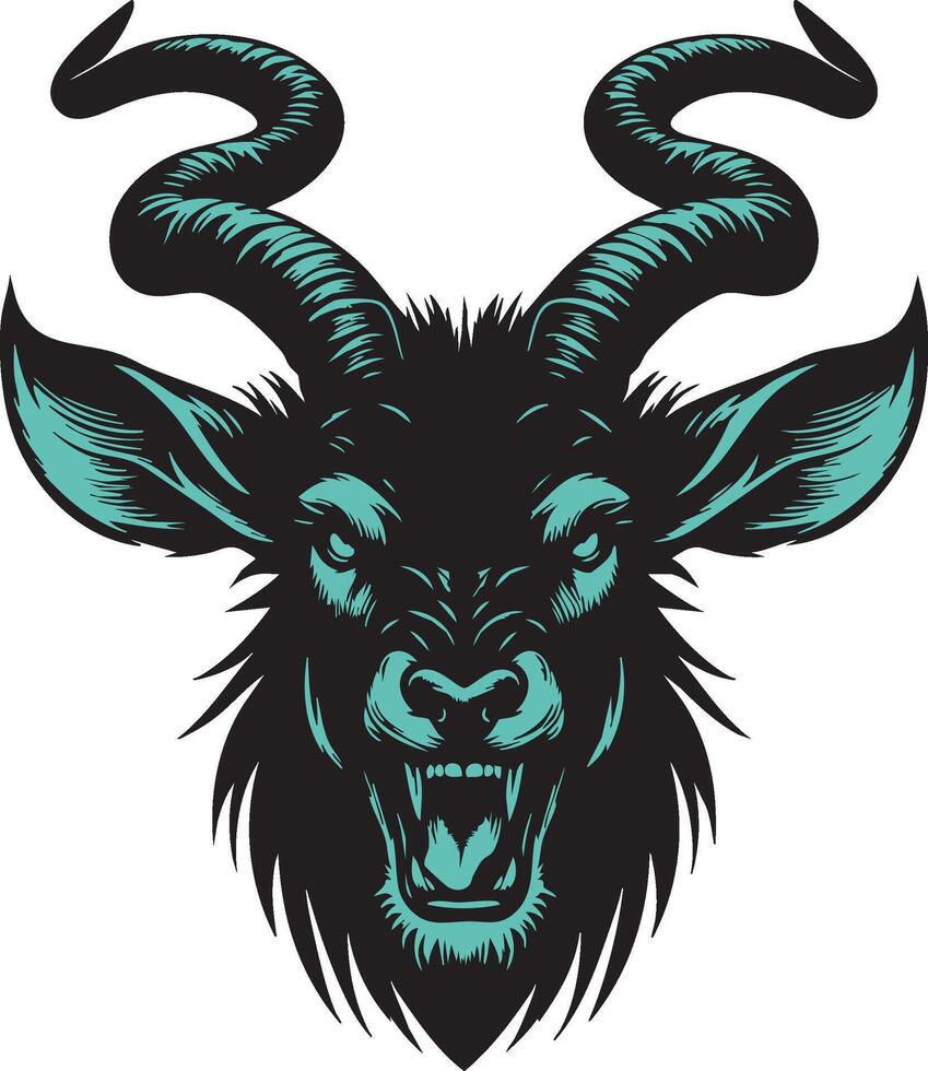 Ferocious Antelope Head with Angry Expression vector