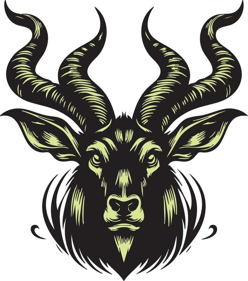 Wild Antelope Head with Hostile Look vector
