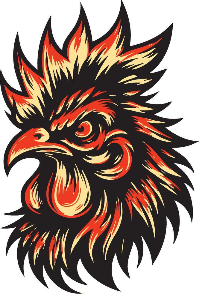 Scary Bird Illustration Depicting a Furious Chicken vector