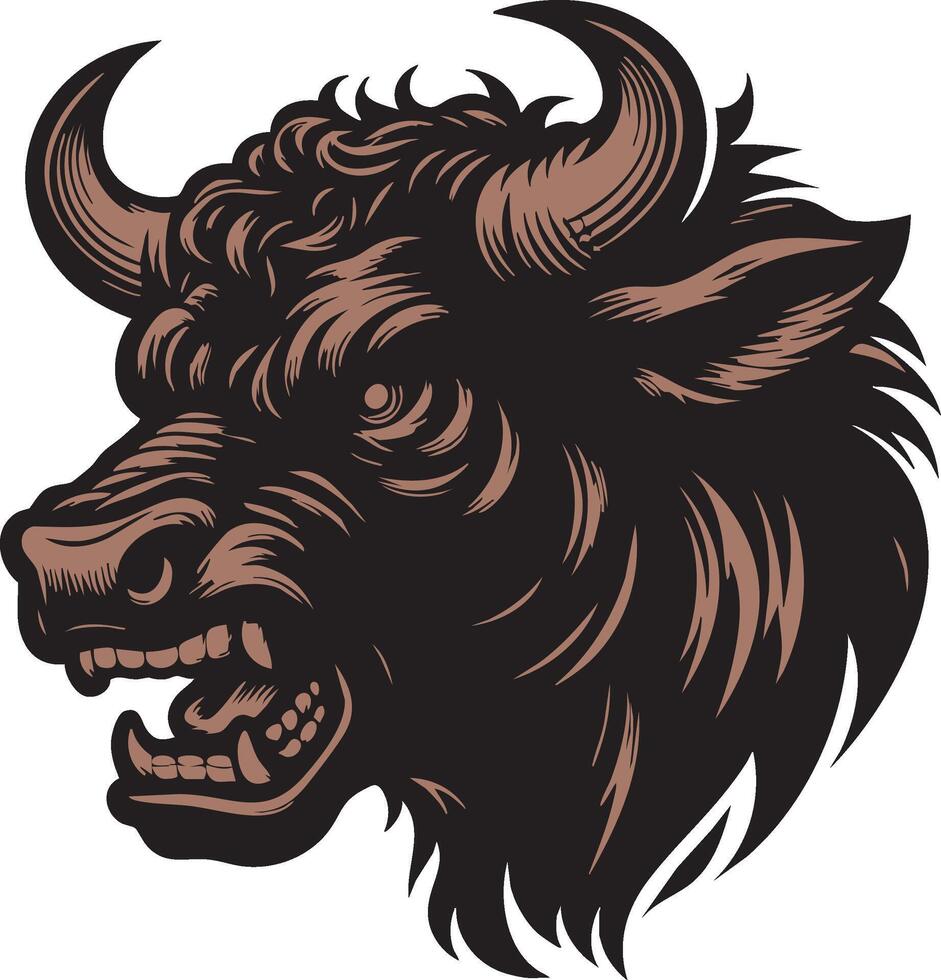 Wild Cow Depiction Featuring a Fierce Look vector