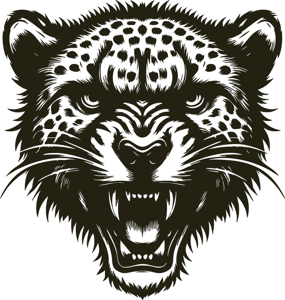 Ferocious Cheetah Head Illustration with Angry Expression vector