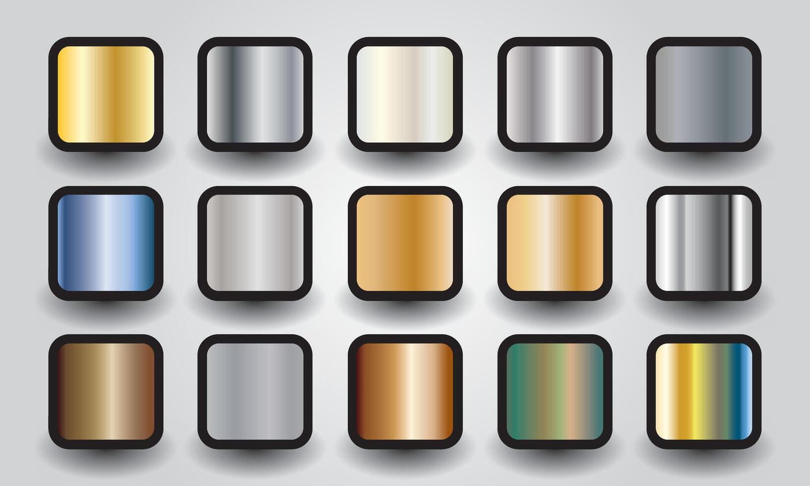 Collection of gradient metals colour pallet vector