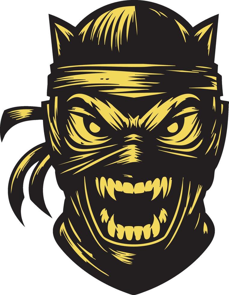 Intense Ninja Warrior Face with Furious Gaze vector