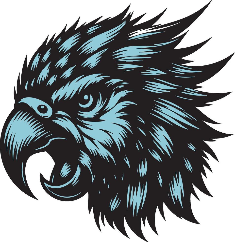 Aggressive Parrot with Hostile Expression and Sharp Beak vector