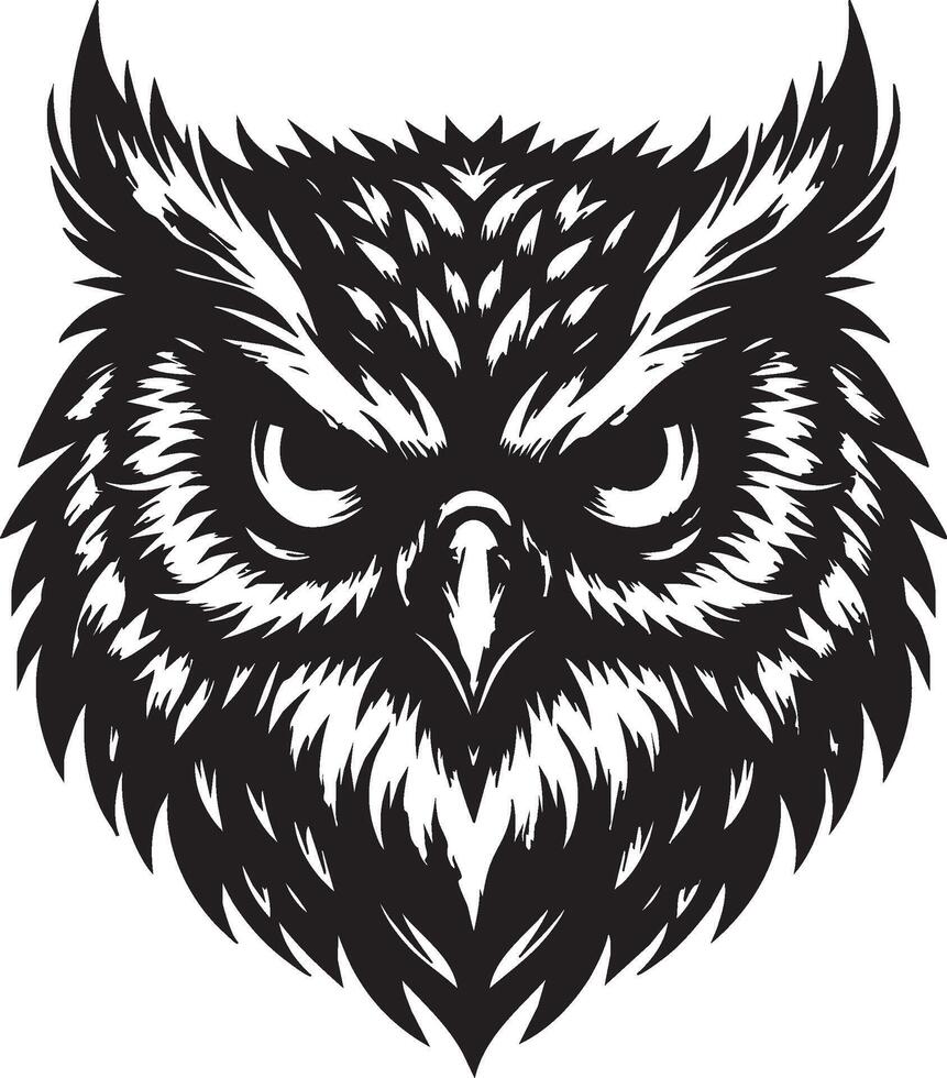 Predator Owl Head with Aggressive and Angry Look vector