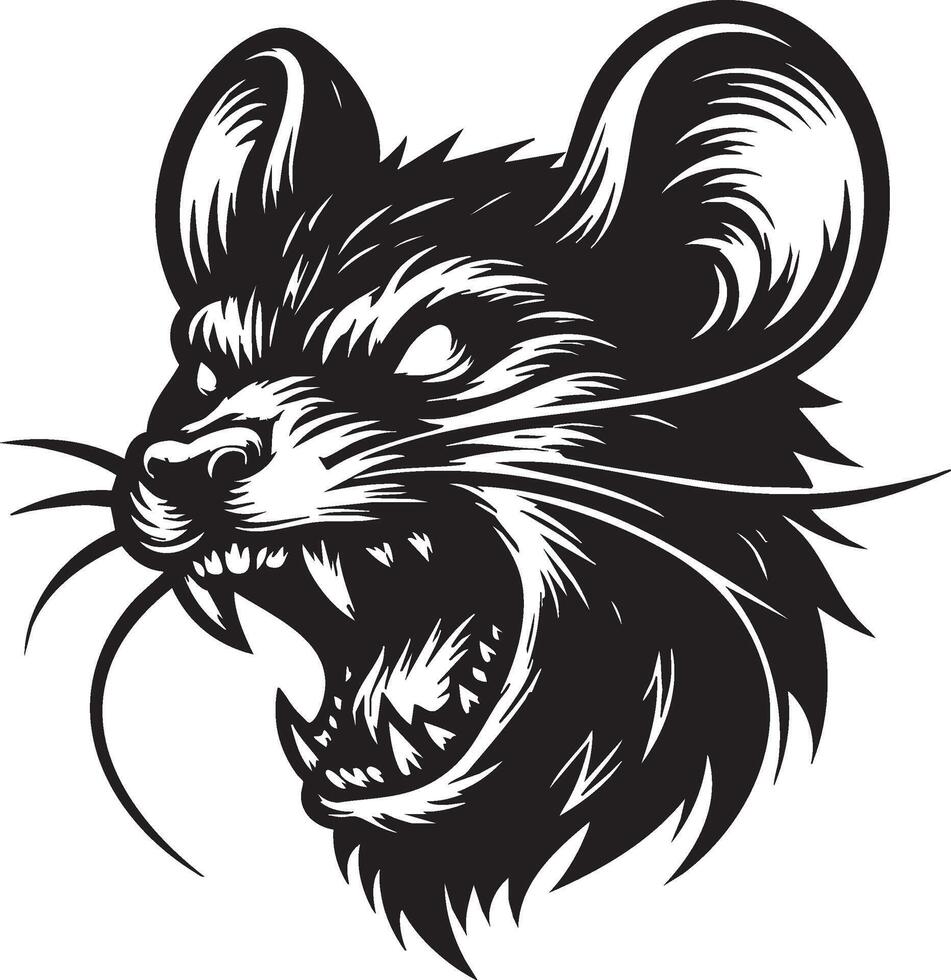 Wild Mouse Showing Teeth and Intense Aggression vector