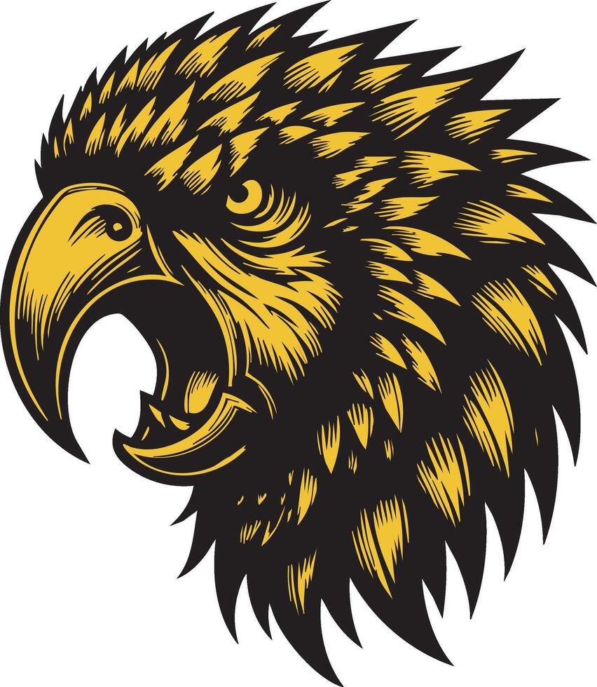 Fierce Parrot Head in Attack Mode with Raised Feathers vector