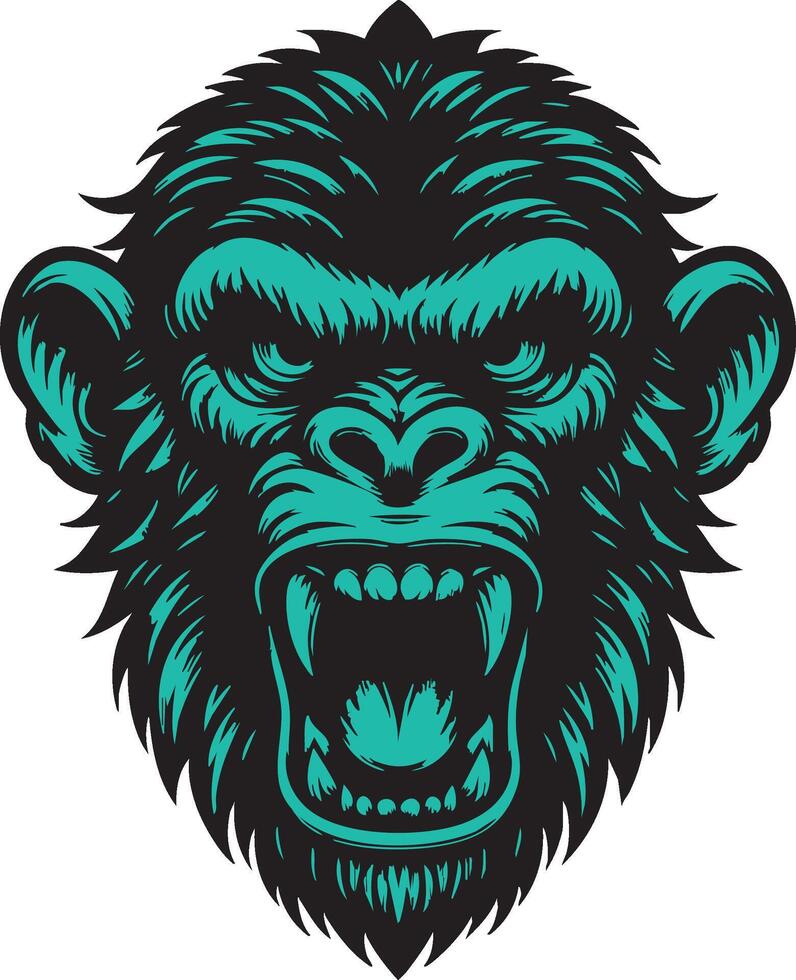 Wild Monkey Showing Aggression with Intense Stare vector