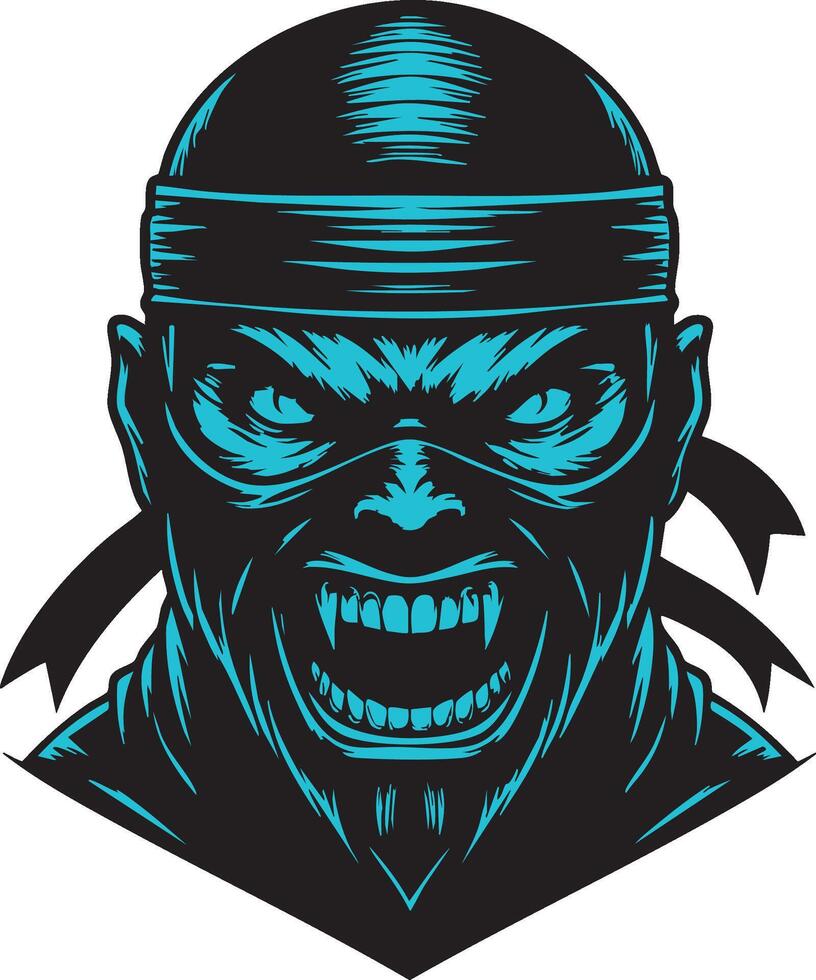 Angry Ninja Mask with Intense Focus and Determination vector