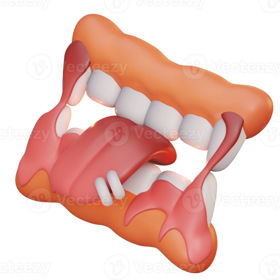 3d illustration Dracula's teeth with sharp fangs png