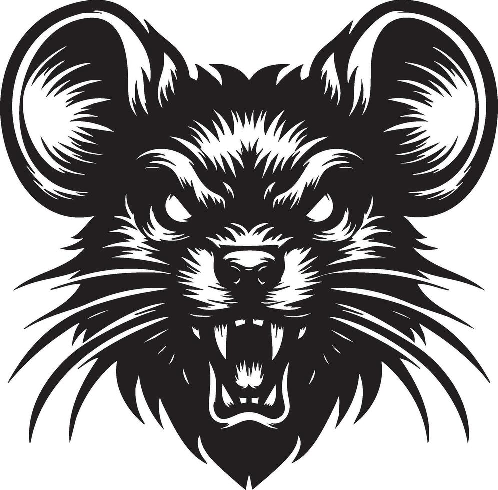 Mouse in Defense Mode with Fierce Gaze and Sharp Teeth vector