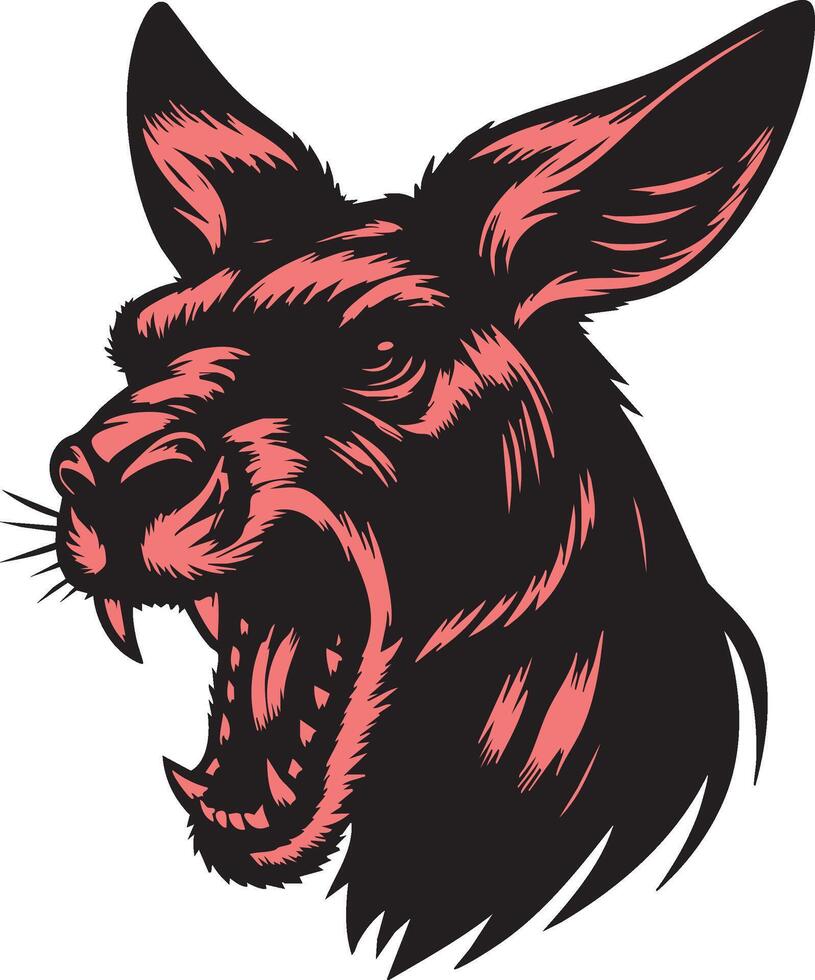 Angry Kangaroo Face with Focused, Intense Gaze vector